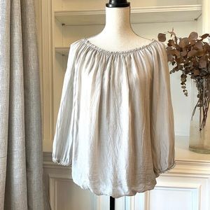 Prontomoda Giusy Silk 3/4 Sleeve Blouse Grey Small